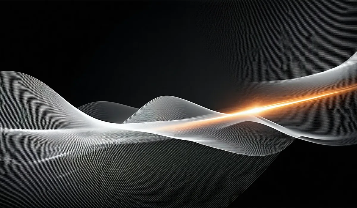 Abstract visualization of adaptive baseline envelope with anomaly spike highlighted in orange